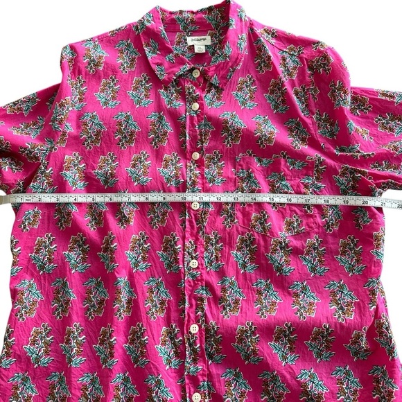 J. Crew Factory Floral cotton button down shirt hot pink signature fit Size XL - Picture 5 of 7